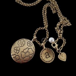 925 sterling silver Stella & Dot necklace multi pendant initial "a" gold vermeil